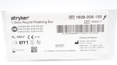 Stryker 1608-006-155 Round Polishing Bur 1.0mm (x)